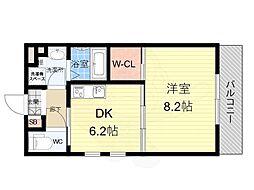 ハピネス武庫之荘 1DKの間取図画像
