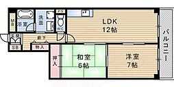 グランドゥール武庫之荘 2LDKの間取図画像