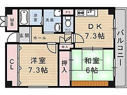 トウェルブイナバソウ 2DKの間取図画像