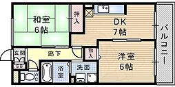 ノーブル・トモ 2DKの間取図画像