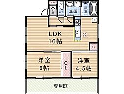 サニーフィールド武庫之荘 2LDKの間取図画像