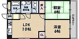 クレール武庫之荘 2LDKの間取図画像