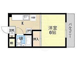 3Mドリームハイツ武庫之荘 1Kの間取図画像