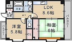 グレイスコート武庫之荘 2LDKの間取図画像