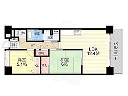 ケーフィル塚口 2LDKの間取図画像