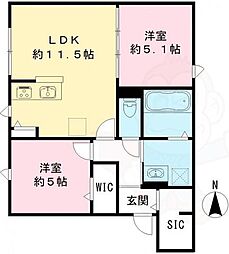 ユアメゾン 富松 2LDKの間取図画像