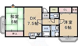 エスポワール武庫之荘北5 2DKの間取図画像