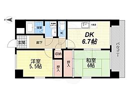 ボナール北ノ口 2DKの間取図画像