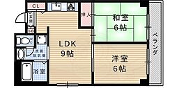 シロハイヌ武庫之荘 2DKの間取図画像