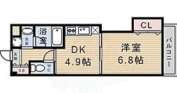 アミティ武庫之荘 1DKの間取図画像
