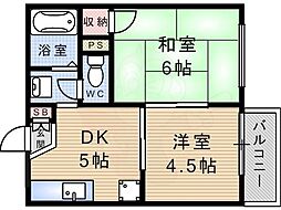 シライハイツ 2DKの間取図画像