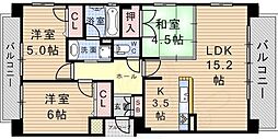 オークヒルズ西難波 3LDKの間取図画像