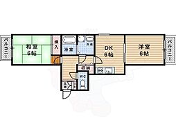 プラネックス武庫之荘 2DKの間取図画像