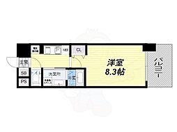 インベスト塚口エスフロント 1Kの間取図画像