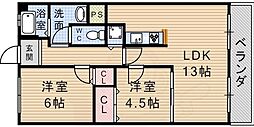 セビーヌ武庫之荘3 2LDKの間取図画像