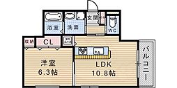 リリーコート 1LDKの間取図画像