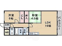 ローヤルシャトー立花 2LDKの間取図画像