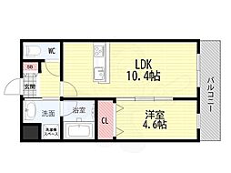 仮称)尼崎市・安藤康雄様マンション 1LDKの間取図画像