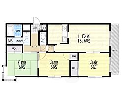 グリーンコート野間 3LDKの間取図画像