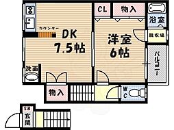塚尾文化 1DKの間取図画像