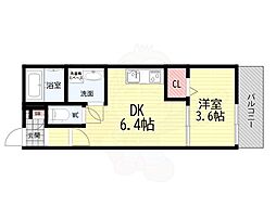 Cocon Grandjour 尼崎水堂町 1DKの間取図画像