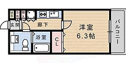 コータース武庫之荘 1Kの間取図画像