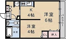 武富レジデンス ワンルームの間取図画像