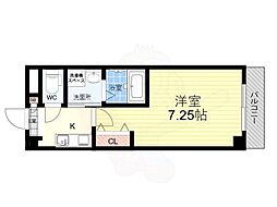 ジェンシア塚口 1Kの間取図画像