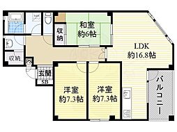 シオンズガーデン花川 3LDKの間取図画像