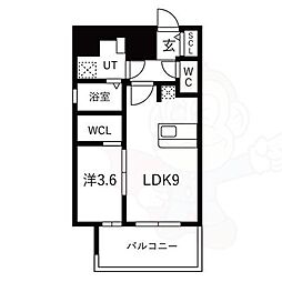 レジュールアッシュ OSAKA GATEWAY 12階1LDKの間取り