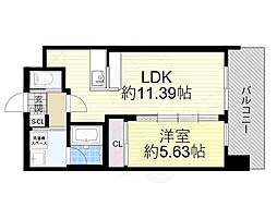 プレジオ塚本ASIAN 1LDKの間取図画像