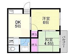グランジュール・高橋 2DKの間取図画像