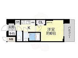 プレリスNEO大阪十三エルヴィオン 1Kの間取図画像