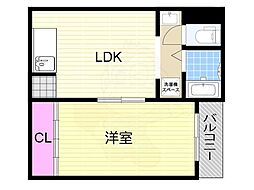 スタジオパリス 1LDKの間取図画像