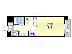 エナブル塚本 1Kの間取図画像