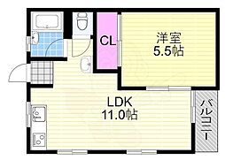 マンションなぎさ 1LDKの間取図画像