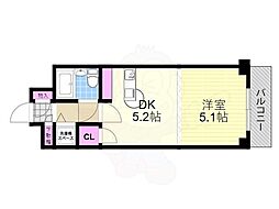 クローバー御幣島 1DKの間取図画像