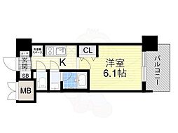 プレサン神崎川FINEBLESS 1Kの間取図画像
