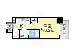 エスリード大阪デュアルゲート 1Kの間取図画像