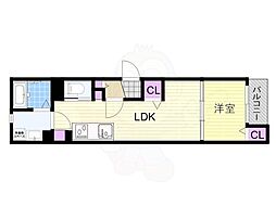 キャッスルコート大阪ザ・グランドパレス 1LDKの間取図画像