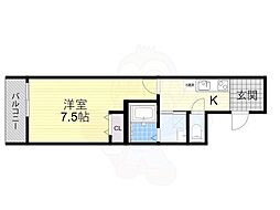 フジパレス出来島イースト5番館 1Kの間取図画像