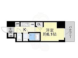 プレサンス塚本アクミリオン 1Kの間取図画像