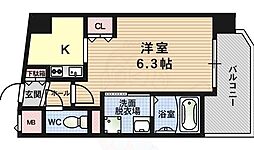 メロディア塚本 1Kの間取図画像