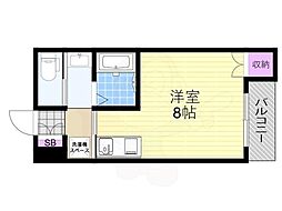 プルス新北野 ワンルームの間取図画像