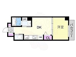 Mv.imp大阪塚本 1DKの間取図画像