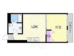 シャンティー塚本 1LDKの間取図画像