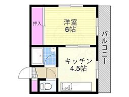 サンシャトー野里 1Kの間取図画像