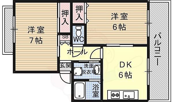 ロータスハイツ 202｜大阪府大阪市平野区瓜破西２丁目(賃貸アパート2DK・2階・41.40㎡)の写真 その2