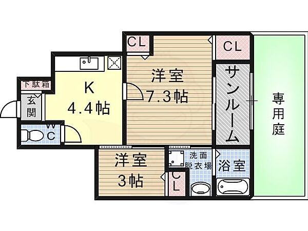 チェーロエテルノ ｜大阪府大阪市平野区長吉長原西３丁目(賃貸アパート1SK・1階・40.01㎡)の写真 その2