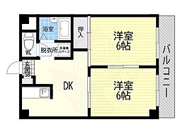 リベラルパレス平野 2DKの間取図画像